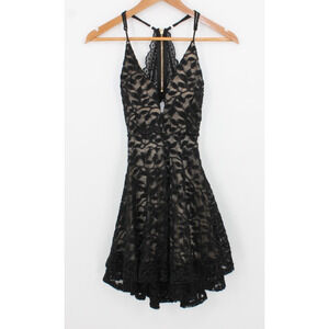 New Black Lace Dress Cocktail Party Hoco Glam Clubbing Dark Romantic Lace Size S